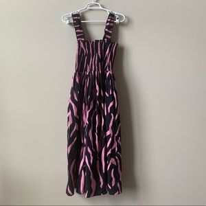 collusion zebra shirred midi dress